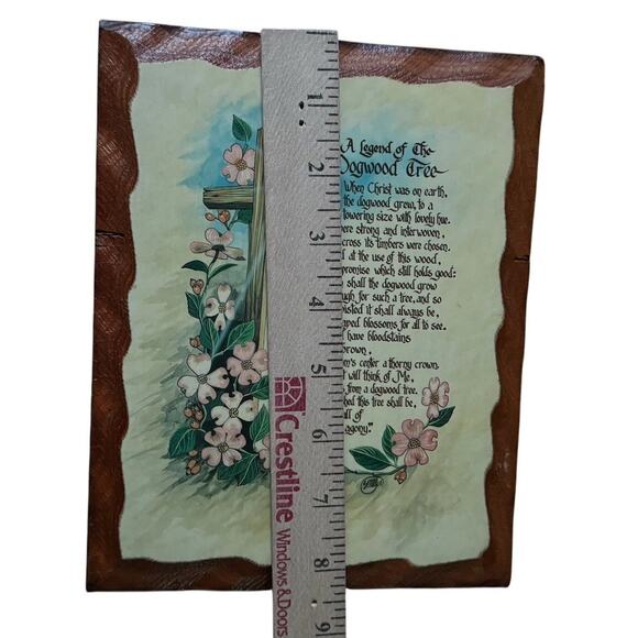 VTG Legend Of The Dogwood Tree Decoupage Wooden Wall Plaque Sign Cabin Christ - Picture 4 of 4